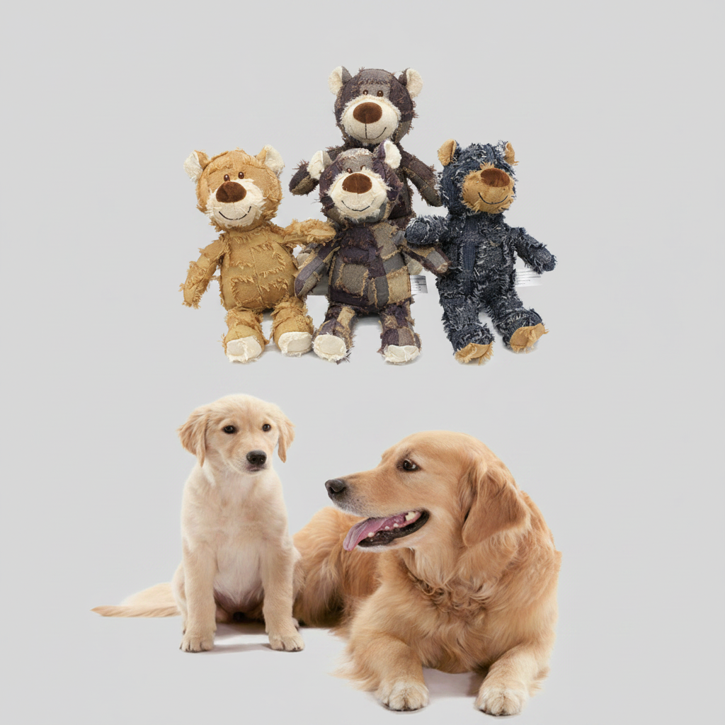 Cute Pet Dog Cat Plush Squeak Sound Dog Toys Bear Shape Pet Dogs Bite Resistant Molar Chew Toys Pets Interactive Training Toys Pet Products